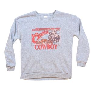Vintage Coors Beer Cowboy Graphic Crewneck Sweatshirt - Gray Like New Boxy Comfy